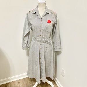 Vintage Nautical Striped Shirt Dress - 10P - FITS LIKE 8